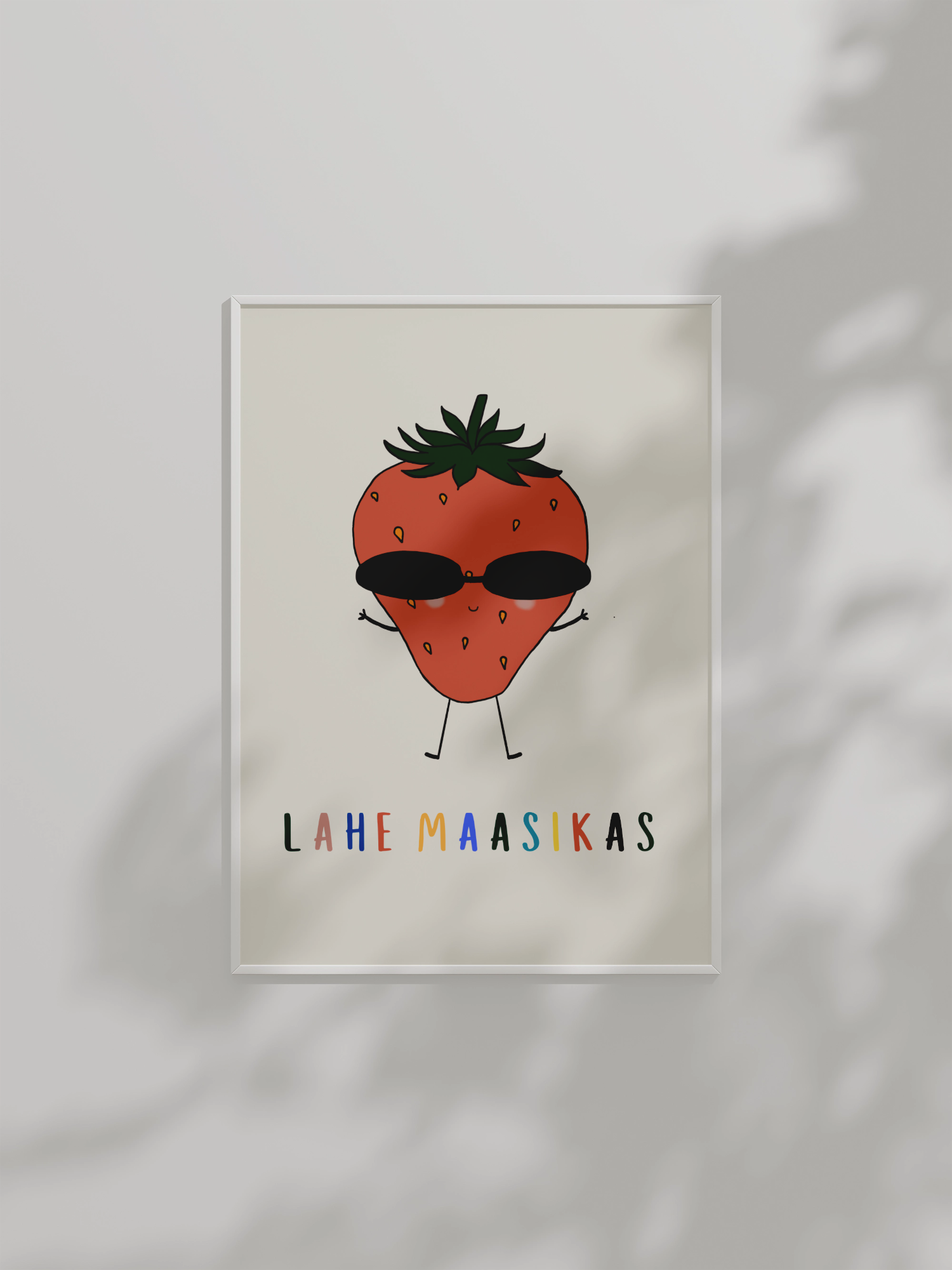 Detailpilt maasika plaanis – värvikas ja mänguline poster lastetoa kaunistuseks