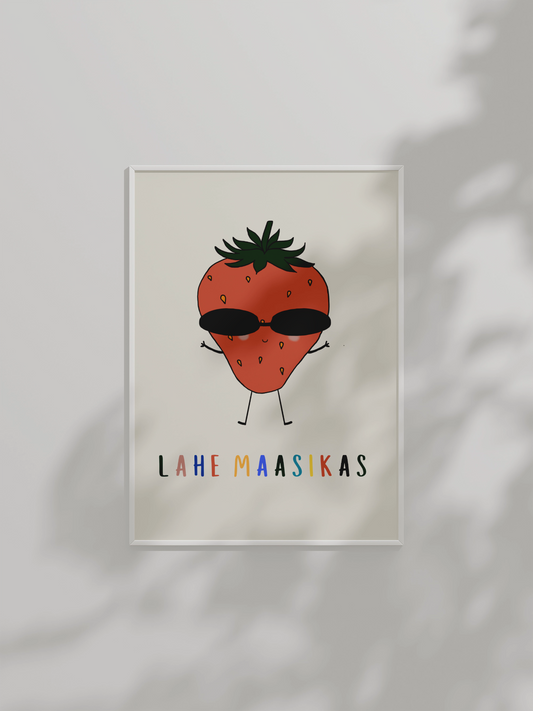 Detailpilt maasika plaanis – värvikas ja mänguline poster lastetoa kaunistuseks