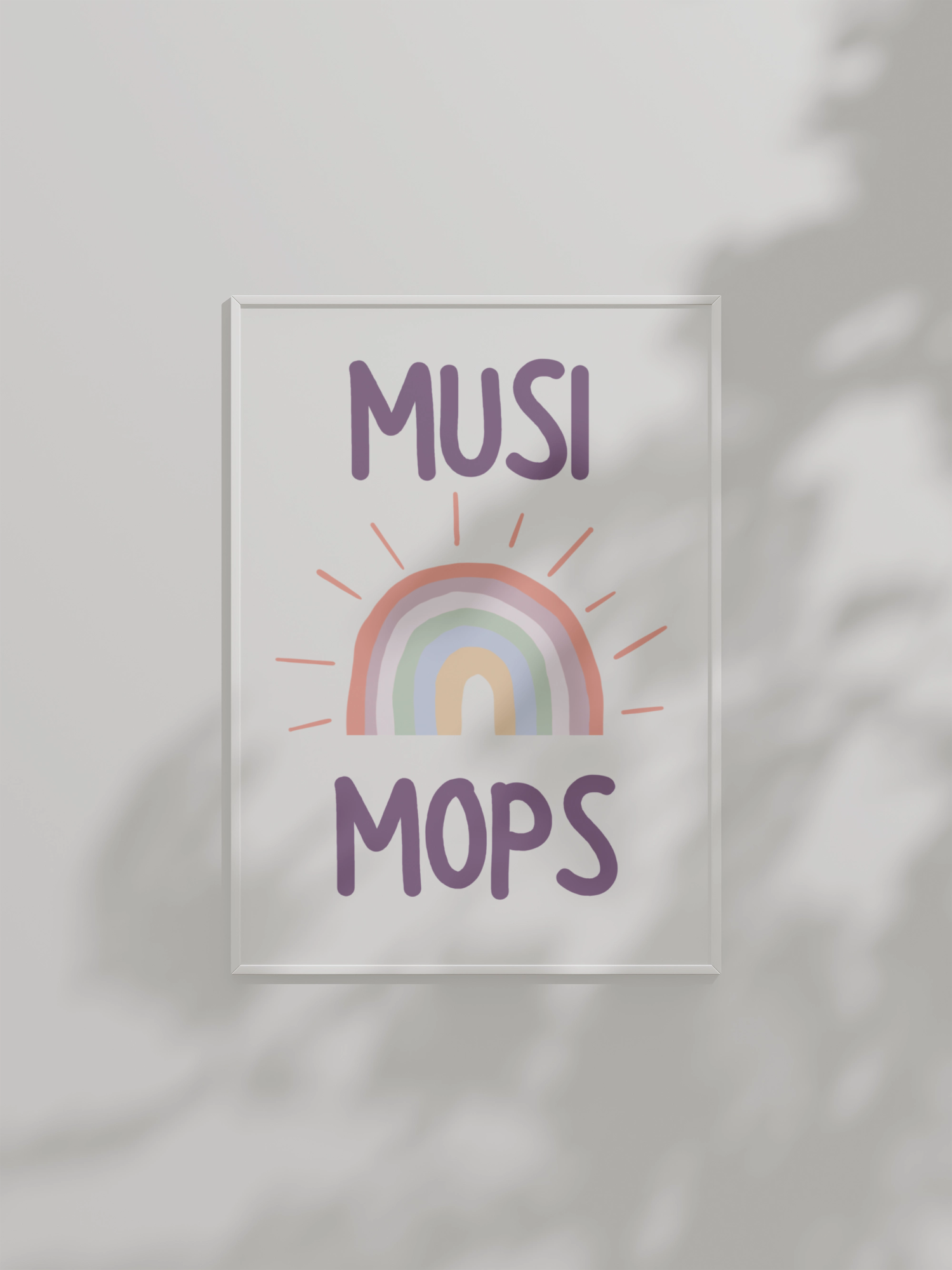 Detail suupilt meeleolukast “Musimops” posterist – mänguline seinakaunistus