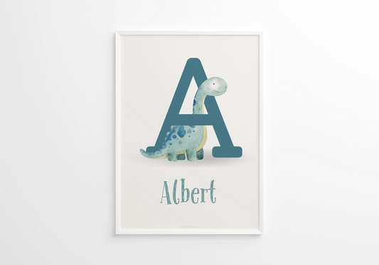 Nimeposter dinosaurus lapse nime ja sünniandmetega – Emma & Roosi