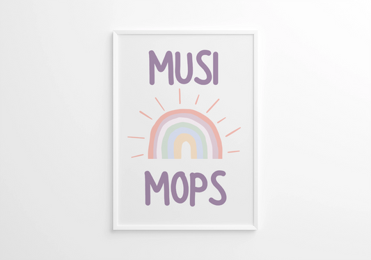 Poster “Musimops” värske aiamotiiviga lastetuppa – Emma & Roosi