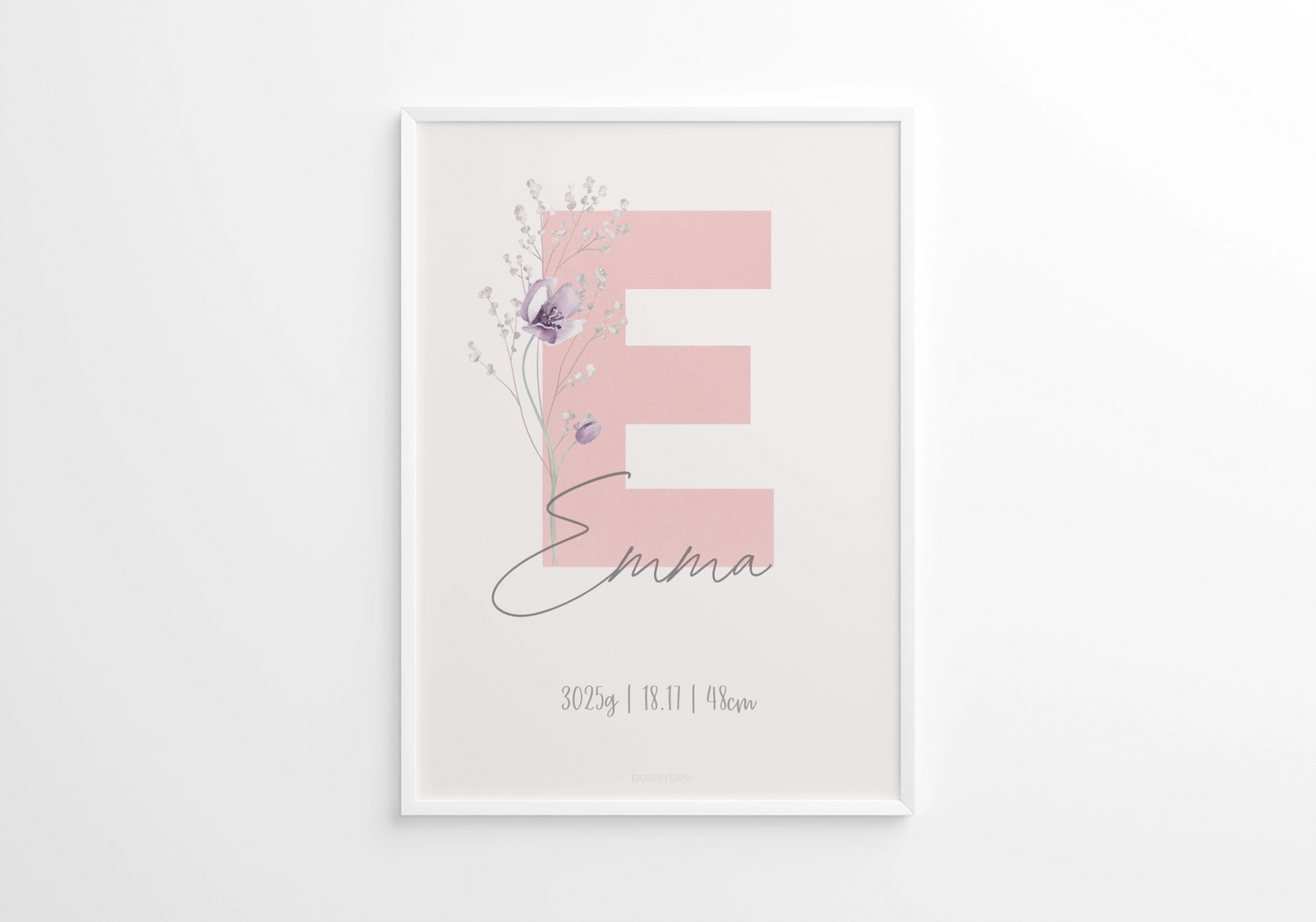 Nimeposter sünniandmetega lillekombinatsioon – Emma & Roosi