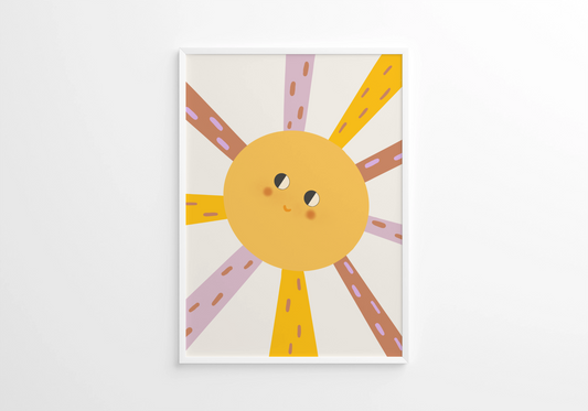 Poster “päike” mängulise ärkava päikese illustratsiooniga laste tuppa – Emma & Roosi